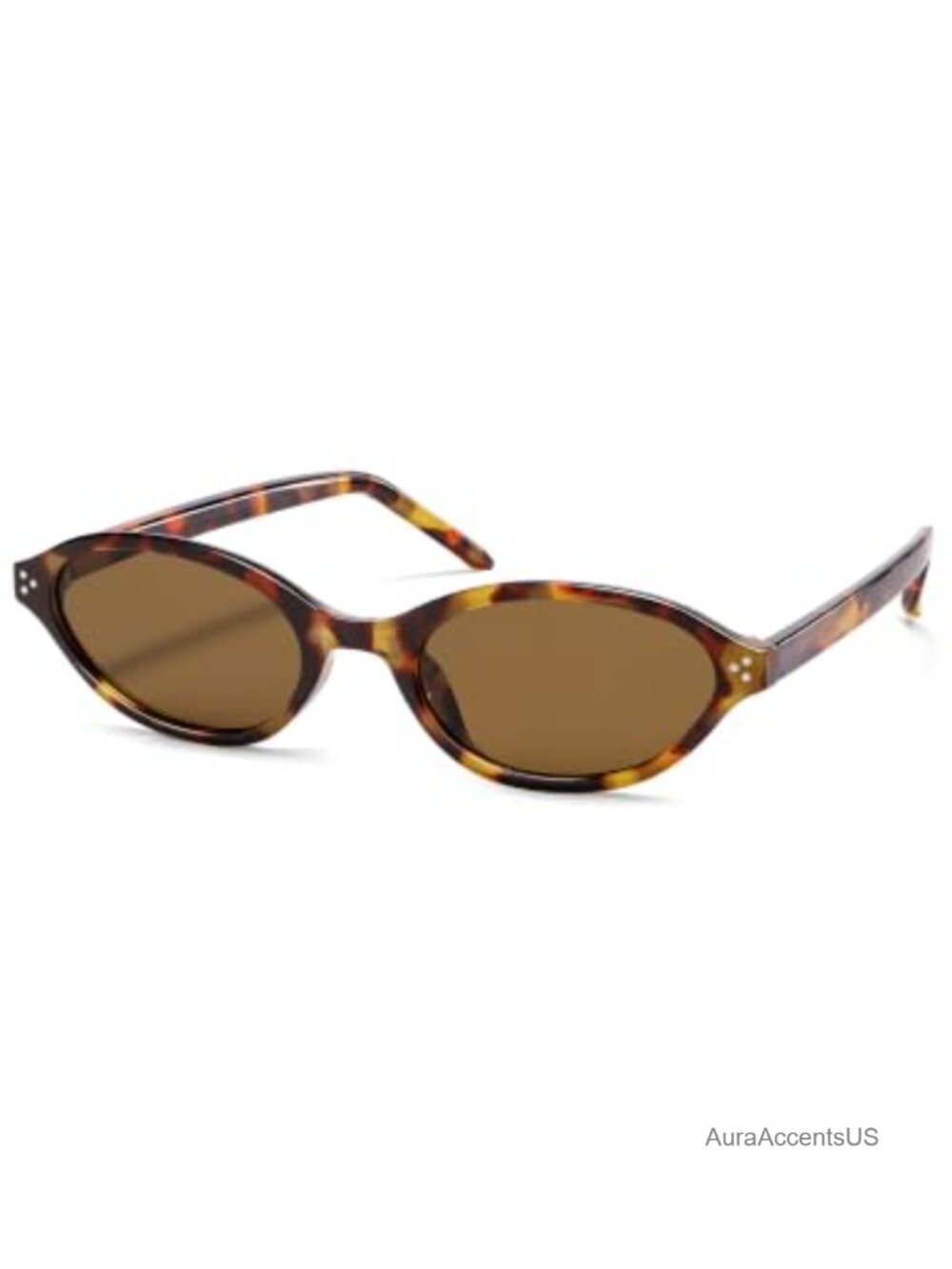 Retro Oval Cat Eye Sunglasses UV400 Metal Frame Women Slim Fit